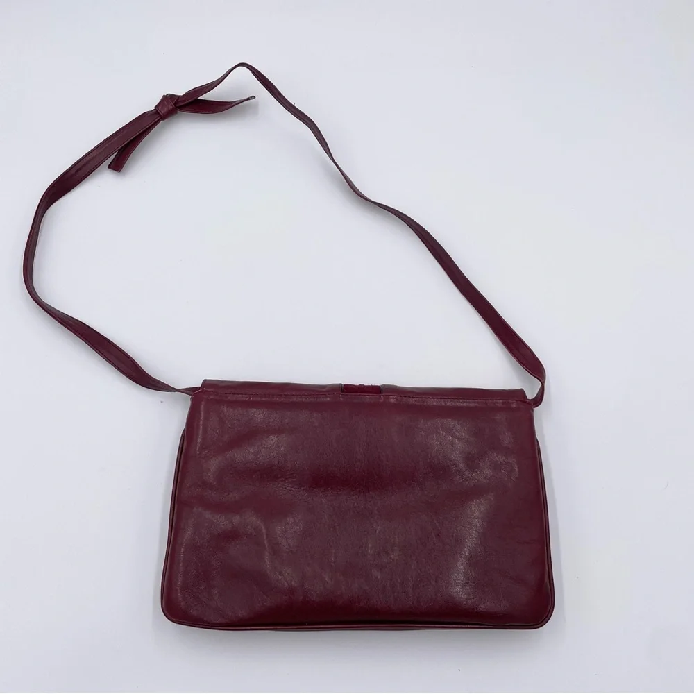 Vintage 60s 70s Stanley Blacker Designer Shoulder Bag Purse Burgundy Red Leather